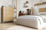 Wooden Bed Mod Led with Fabric on Base S-Letto