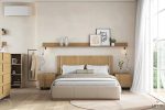 Wooden Bed Mod Led with Fabric on Base S-Letto